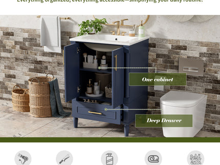 Bathroom Vanity With Ornate French Cylinder Legs, Soft Close Drawer