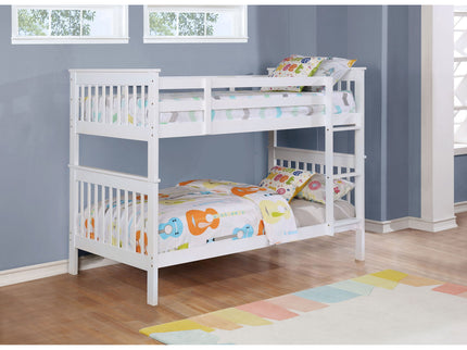 Madison - Twin Over Twin Bunk Bed With Slatted Design - White