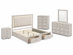 White / 5 Pc. Bed, Nightstand, Chest, Dresser, Mirror / Queen