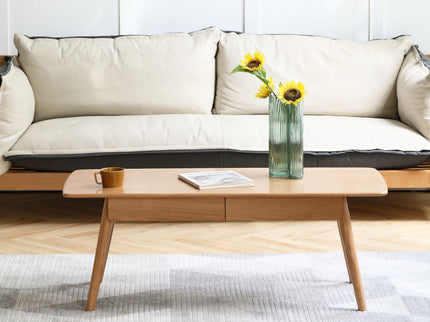 Low Table, Coffee Table With Storage Shelf - Natural