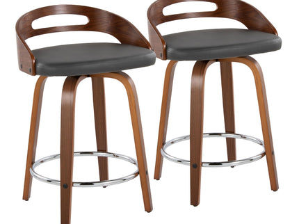 Cassis - Mid Century Modern Fixed Height Counter Stool With Swivel With Round Footrest (Set of 2)