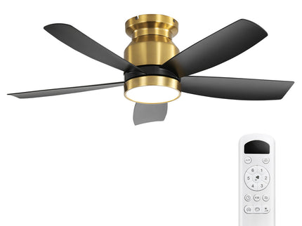 Flush Mount Ceiling Fan With LED Light 22W And Remote Control Blades / Body, DC Motor