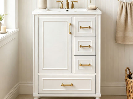 Modern Bathroom Vanity With Sink, Soft Close Doors, 3 Drawers
