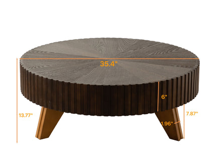 Round Retro Coffee With Solid Wood Legs