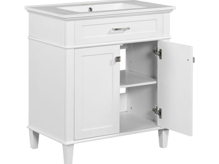 Bathroom Vanity With Ceramic Basin, Soft Close Door And Adjustable Shelves