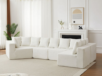L - Shaped Modular Sofa With Deep Seat And 11 Pillows