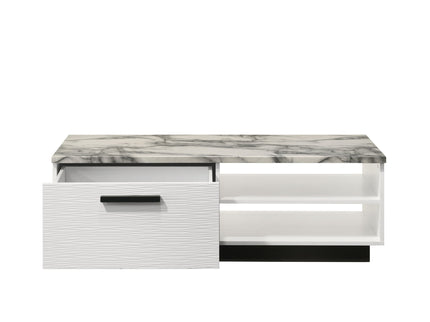 Matilda - Coffee Table With White Faux Marble Top - White