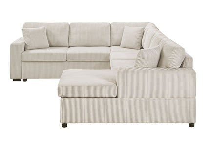 Oversized Sectional U-Shaped Sofa With Chaise Lounge And Three Soft Throw Pillows