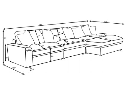 Cassidy - Upholstered Sectional Sofa With Reversible Cushions