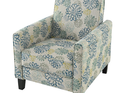 Upholstered Push Back Recliner Chair For Living Room - Blue