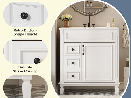 Bathroom Vanity With Sink, Cabinet With 2 Drawers And Adjustable Shelf