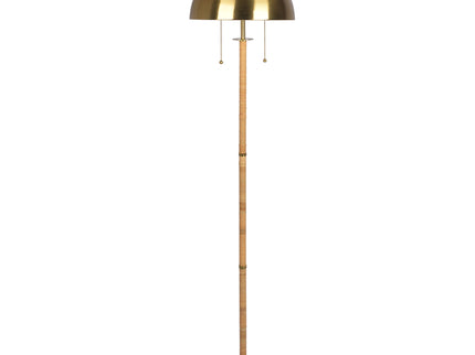 Allure - 2 Light Floor Lamp, Gold, Natural Tube, Double On / Off Pull Chain - Gold / Rattan