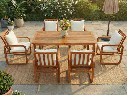 7 Piece Outdoor Patio Dining Set With Removable Cushions
