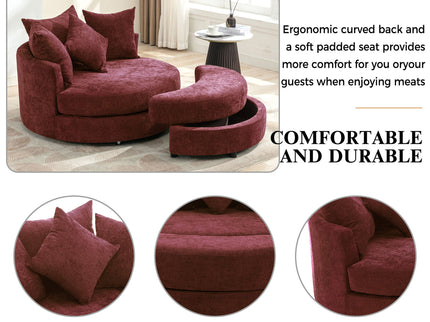 360° Swivel Accent Barrel Chair With Storage Ottoman & 4 Pillows, Modern Leisure Chair Round Accent For Living Room