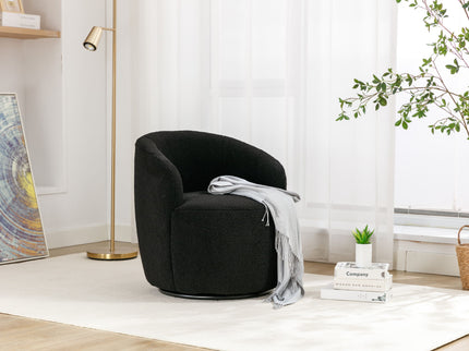 Teddy Fabric Swivel Accent Armchair Barrel Chair With Powder Coating Metal Ring