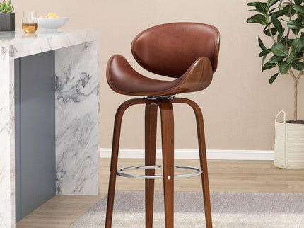 Lumos - Mid Century Modern Upholstered Swivel Barstool