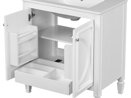 Double Sink Bathroom Vanity Set With Wall Mount Mirror Cabinet