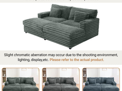 Oversized Double Chaise Lounge Sofa Bed With USB Ports And Cup Holders