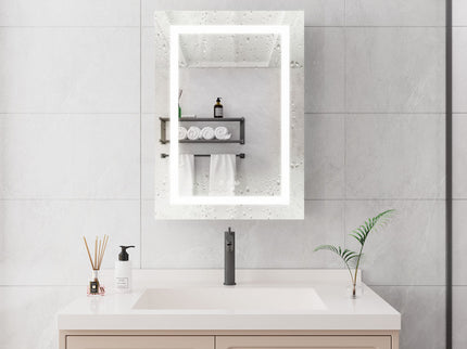 20 X 28" Bathroom Medicine Cabinet With Mirror Wall Mounted LED Bathroom Mirror Cabinet With Lights, Anti-Fog, Waterproof, Dimmable, 3000K~6000K, Single Door, Touch Swich, Storage Shelves - Silver