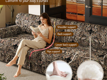 Luxuriously Comfortable Cloud Couch With Elegant Rolled Arms & Pleated Skirt Design