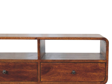 Triple Curved Console Table - Brown
