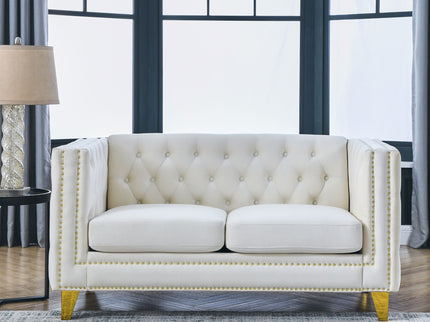 Upholstered Couch Sofa With Button Tufting For Living Room