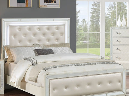 3 Piece Bedroom Set, Bed With LED Lights And 2 Nightstands