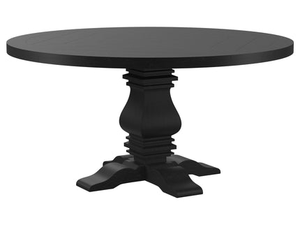 Allende - Round Dining Pedestal Table With Carved Base - Black