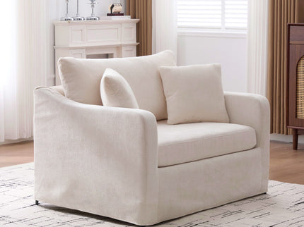 Farmhouse Accent Chair With 2 Bolster Pillows