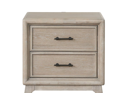 1 Piece Nightstand With Angled Feet, Dovetail Drawers, Bedroom Furniture - Oak