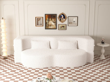Modern Floor Sofa, With 2 Pillows, Convertible Teddy Fabric Foam Filled Bed