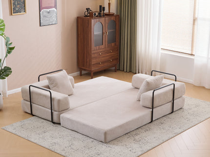 Floor Couch, Convertible Floor Sofa Bed With Pillow Back Support Armrest