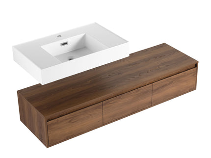 Modern Wall Mounted Bathroom Vanity With Resin Sink And Soft Close Drawer