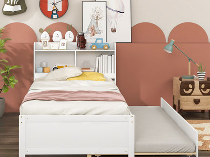 Twin Bed With Trundle, Bookcase