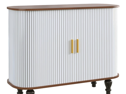 Fluted Liquor & Coffee Bar Cabinet With 6 Wine Racks And 3 Glass Holders