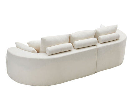 2 Piece Fabric Cloud Curved Sectional Sofa With Chaise For Living Room