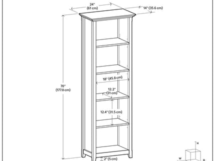 Amherst - 5 Shelf Bookcase, Handcrafted