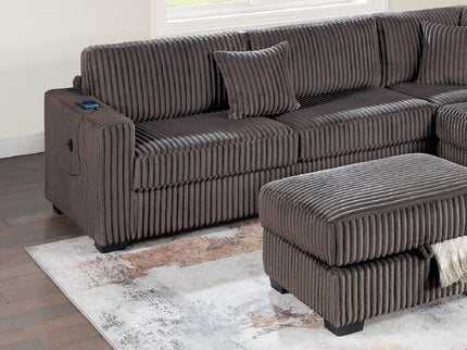 3 Piece Sectional Sofa With Reversible Chaise And USB Storage Ottoman