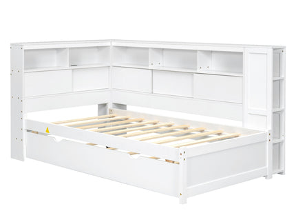 Daybed With Storage Shelves, USB Charging, And Trundle Bed