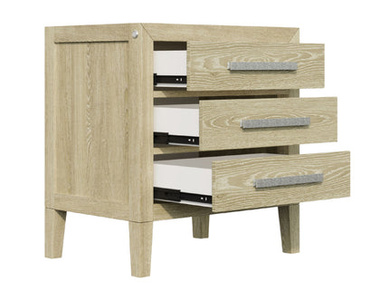 Adeline - 3 Drawers Nightstand With USB & LED Light - Natural Wood Wash