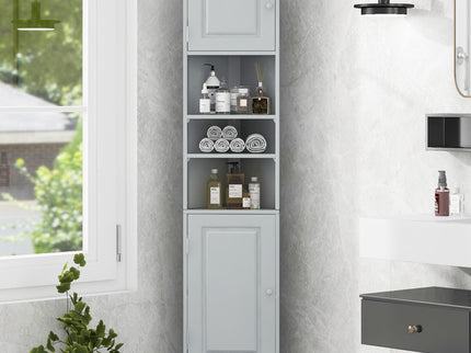 Multi Functional Corner Cabinet With Adjustable Shelves And 2 Doors