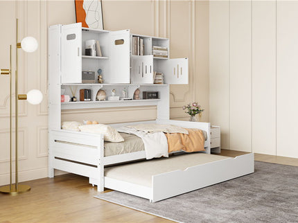 Daybed With All-In-One Cabinet And Shelf