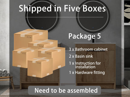 Freestanding Bathroom Vanity & Sink, Storage Cabinets, Soft Closing Doors