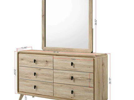 Dresser, 6 Drawers Storage - Beige