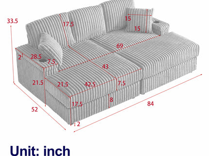 3 Seater Sofa With 2 Ottomans For Living Room