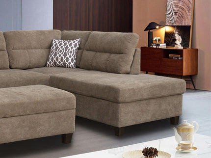 Diego - Fabric Sectional Sofa With Right Facing Chaise, Storage Ottoman, And 2 Accent Pillows