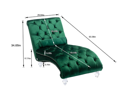 Chaise Lounge Indoor, Button Tufted Upholstered Chaise Lounge Chair With Pillow