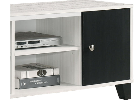 2 Tone TV Stand With Open Shelving And Concealed Storage Living Room Furniture - Black / White