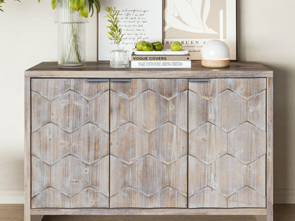 Accent Cabinet Farmhouse Style 4 Door Wooden Cabinet Sideboard Buffet Server Cabinet Storage Cabinet, For Living Room, Entryway, Hallway, Office, Kitchen And Dining Room