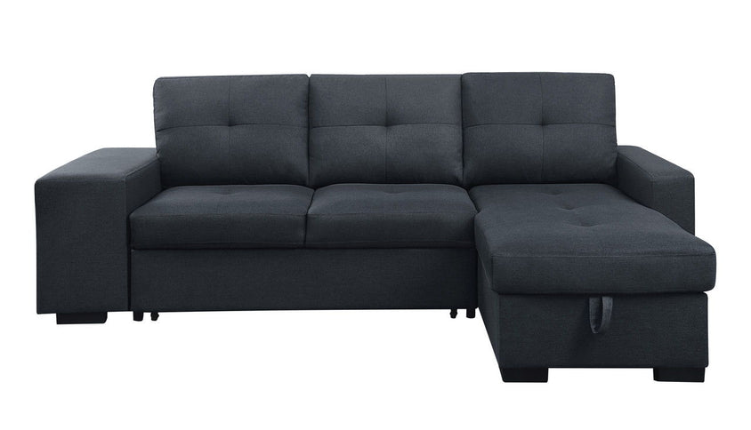 Lucas - Sleeper Sectional Sofa With Reversible Storage Chaise - Dark Gray